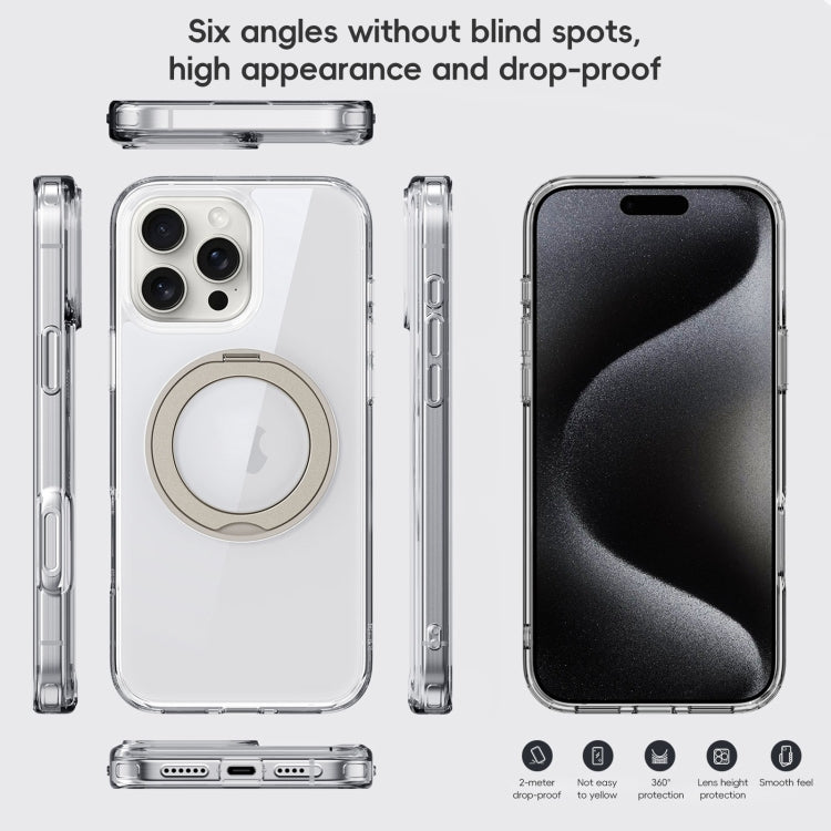 For iPhone 16 Pro Crystal Clear MagSafe Magnetic Holder Phone Case(Transparent)