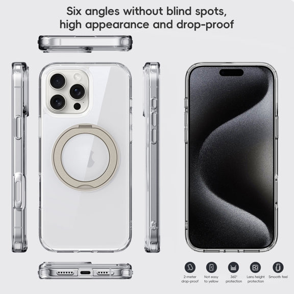 For iPhone 16 Plus Crystal Clear MagSafe Magnetic Holder Phone Case(Transparent)