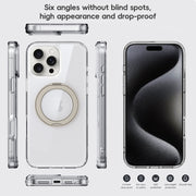 For iPhone 16 Pro Crystal Clear MagSafe Magnetic Holder Phone Case(Transparent Titanium Blue)