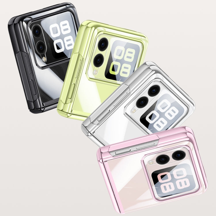 For Huawei nova Flip Integrated Clear Electroplating Spring Hinge Phone Case(Silver)