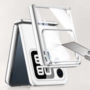 For Huawei nova Flip Integrated Clear Electroplating Spring Hinge Phone Case(Silver)