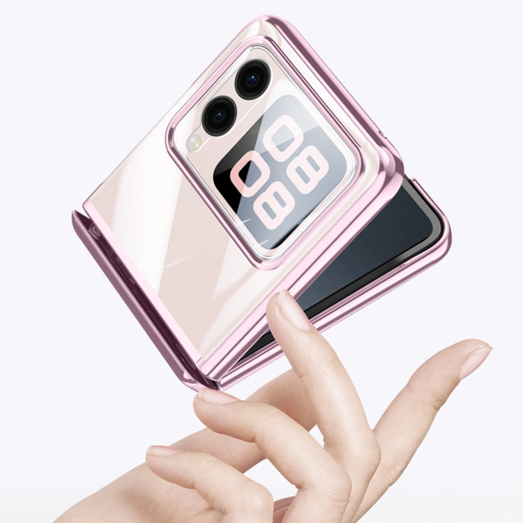 For Huawei nova Flip Integrated Clear Electroplating Spring Hinge Phone Case(Silver)