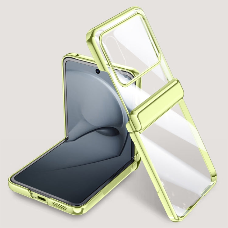 For Huawei nova Flip Integrated Clear Electroplating Spring Hinge Phone Case(Green)
