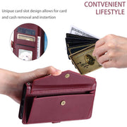 For iPhone 16e Wallet Multi-card Slot Leather Phone Case with Lanyard(Wine Red)