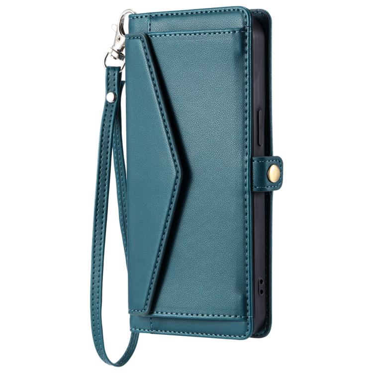 For iPhone 16e Wallet Multi-card Slot Leather Phone Case with Lanyard(Green)