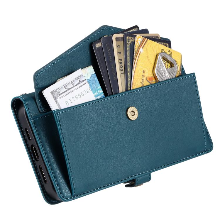For iPhone 16e Wallet Multi-card Slot Leather Phone Case with Lanyard(Green)