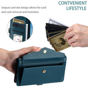For iPhone 16e Wallet Multi-card Slot Leather Phone Case with Lanyard(Green)