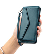 For iPhone 16e Wallet Multi-card Slot Leather Phone Case with Lanyard(Green)