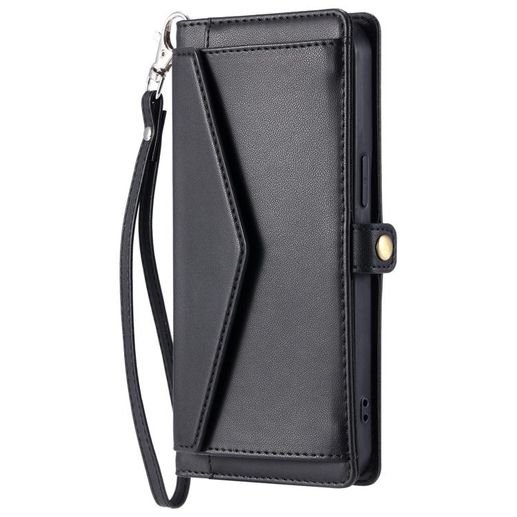 For iPhone 16e Wallet Multi-card Slot Leather Phone Case with Lanyard(Black)