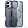 For iPhone 16 Plus Mirror Crystal Clear Lens Holder MagSafe Magnetic Phone Case(Transparent Titanium Blue) - free shipping - PMC Jewellery - Order now!