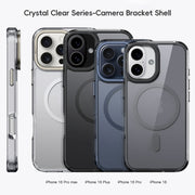For iPhone 16 Pro Max Mirror Crystal Clear Lens Holder MagSafe Magnetic Phone Case(Transparent)