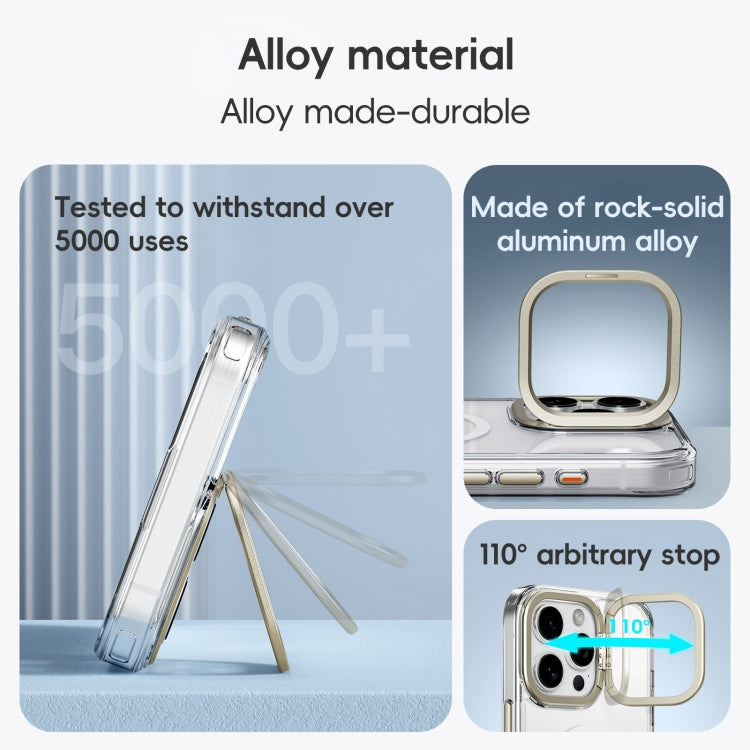 For iPhone 16 Mirror Crystal Clear Lens Holder MagSafe Magnetic Phone Case(Transparent)
