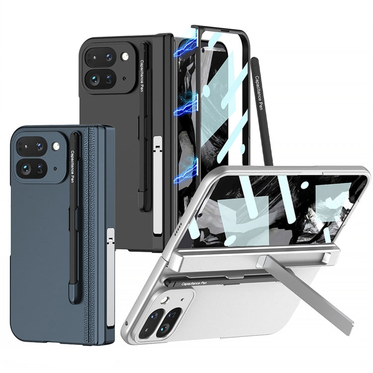 For Google Pixel 9 Pro Fold GKK Integrated Magnetic Full Coverage Flip Phone Case, Included Pen(Black)