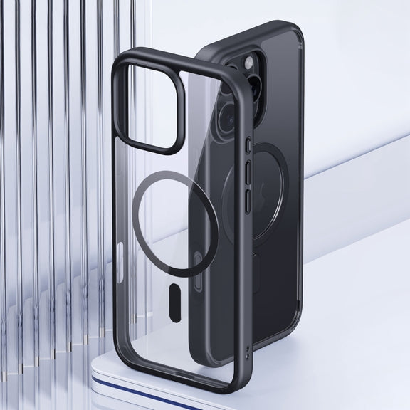 For iPhone 16 Plus Ming Shield Series MagSafe Magnetic Phone Case(Frosted Transparent)
