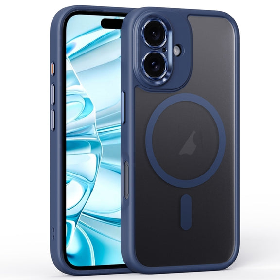 For iPhone 16 Plus Fine Hole Frosted MagSafe Magnetic Phone Case(Titanium Blue)