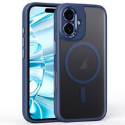 For iPhone 16 Fine Hole Frosted MagSafe Magnetic Phone Case(Titanium Blue)