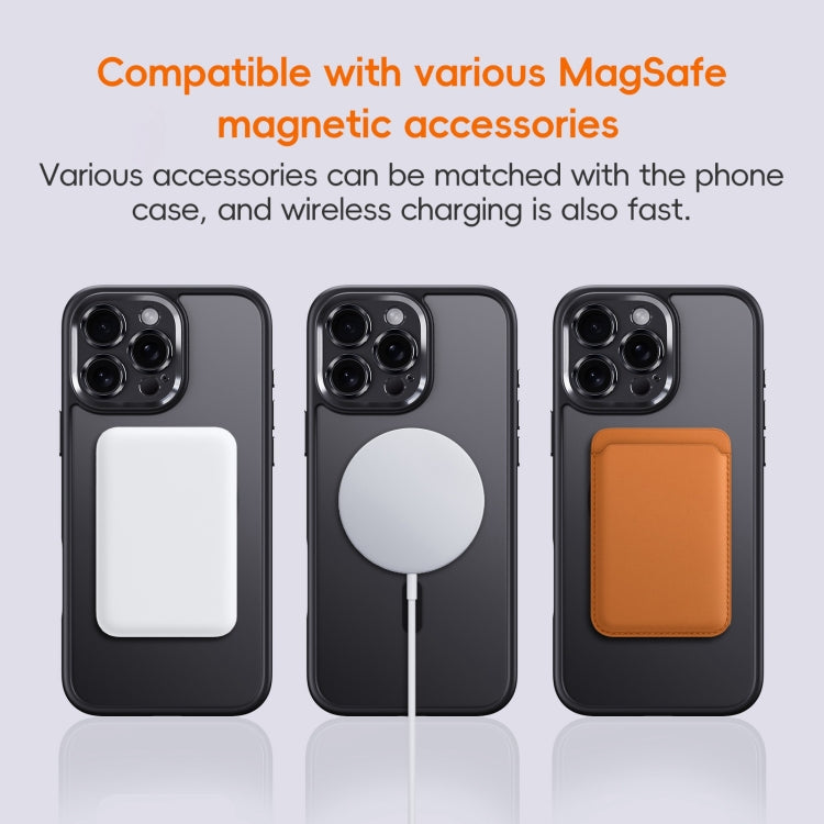 For iPhone 16 Fine Hole Frosted MagSafe Magnetic Phone Case(Black)