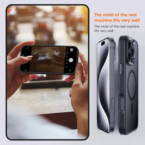 For iPhone 16 Pro Max Fine Hole Frosted MagSafe Magnetic Phone Case(Black)