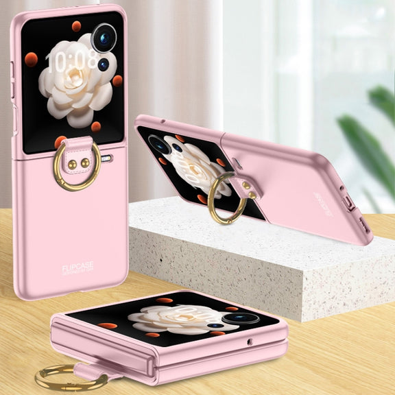 For Honor Magic V Flip GKK Ultra-thin Full Coverage Phone Case with Ring(Pink)