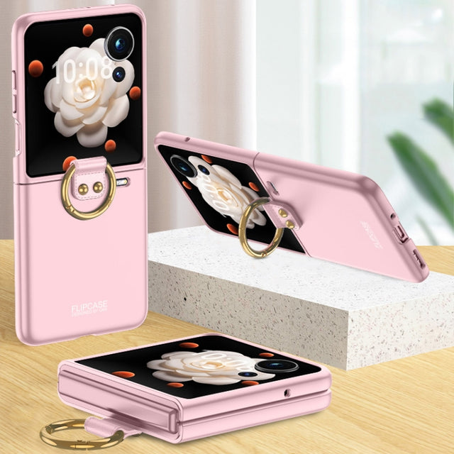 For Honor Magic V Flip GKK Ultra-thin Full Coverage Phone Case with Ring(Pink)