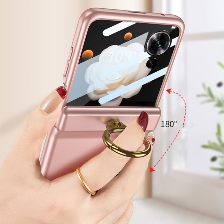 For Honor Magic V Flip GKK Integrated Magnetic Folding Hinge Full Coverage Phone Case with Ring Holder(Black)
