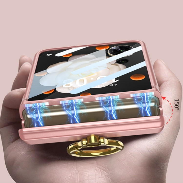 For Honor Magic V Flip GKK Integrated Magnetic Folding Hinge Full Coverage Phone Case with Ring Holder(Silver)