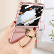 For Honor Magic V Flip GKK Integrated Magnetic Folding Hinge Full Coverage Phone Case with Ring Holder(Silver)