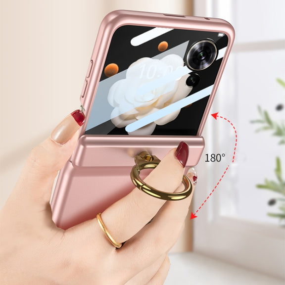 For Honor Magic V Flip GKK Integrated Magnetic Folding Hinge Full Coverage Phone Case with Ring Holder(Silver)