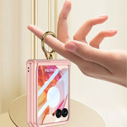For Motorola Razr 50 GKK Integrated Magnetic Hinged Flip Case with Ring Holder(Pink)
