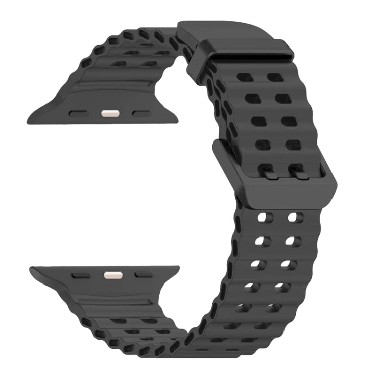 For Apple Watch Ultra 2 49mm Ocean Dual-Row Hole Silicone Watch Band(Grey)