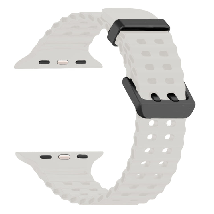 For Apple Watch Ultra 2 49mm Ocean Dual-Row Hole Silicone Watch Band(Starlight)