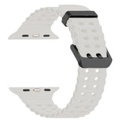 For Apple Watch SE 2022 44mm Ocean Dual-Row Hole Silicone Watch Band(Starlight)