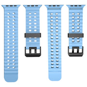 For Apple Watch SE 2022 44mm Ocean Dual-Row Hole Silicone Watch Band(Cloudy Gray)
