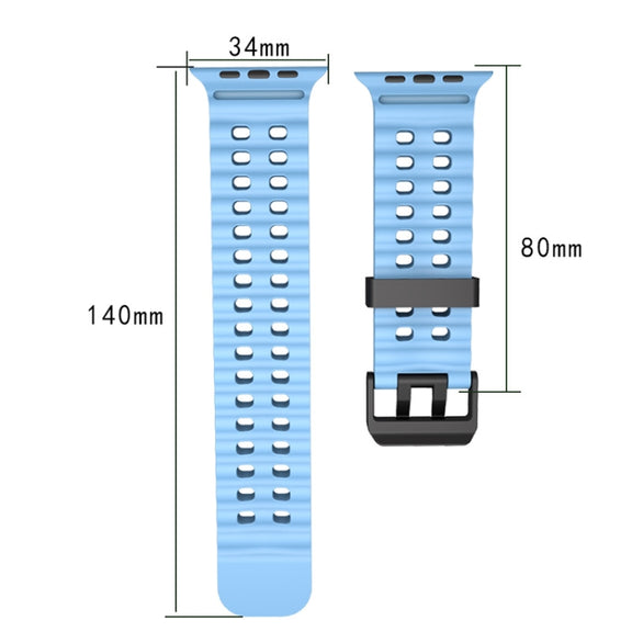 For Apple Watch Series 5 44mm Ocean Dual-Row Hole Silicone Watch Band(Starlight)