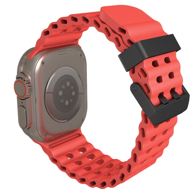 For Apple Watch SE 2022 44mm Ocean Dual-Row Hole Silicone Watch Band(Starlight)