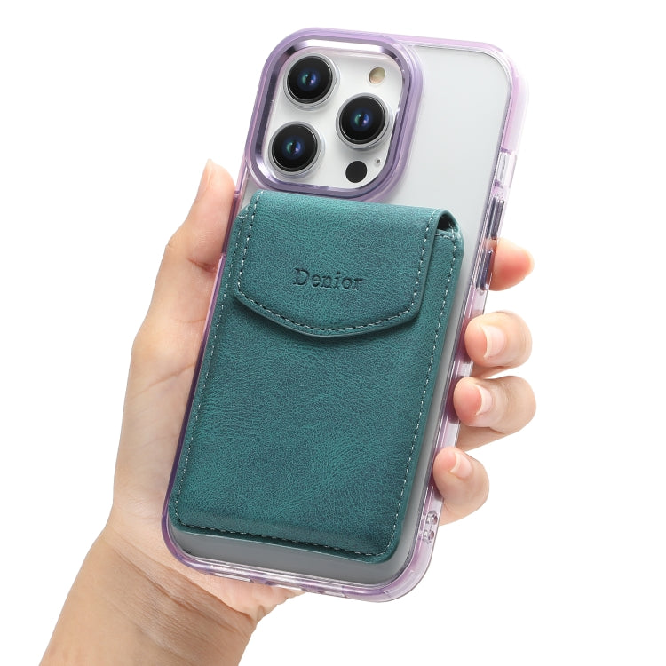 Denior V12 MagSafe Magnetic Phone PU Card Sleeve(Blue)
