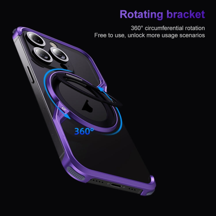 For iPhone 15 Pro Frameless Rotation Holder Magsafe Metal Phone Case(Space Gray)