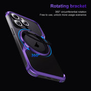 For iPhone 15 Pro Max Frameless Rotation Holder Magsafe Metal Phone Case(Space Gray)