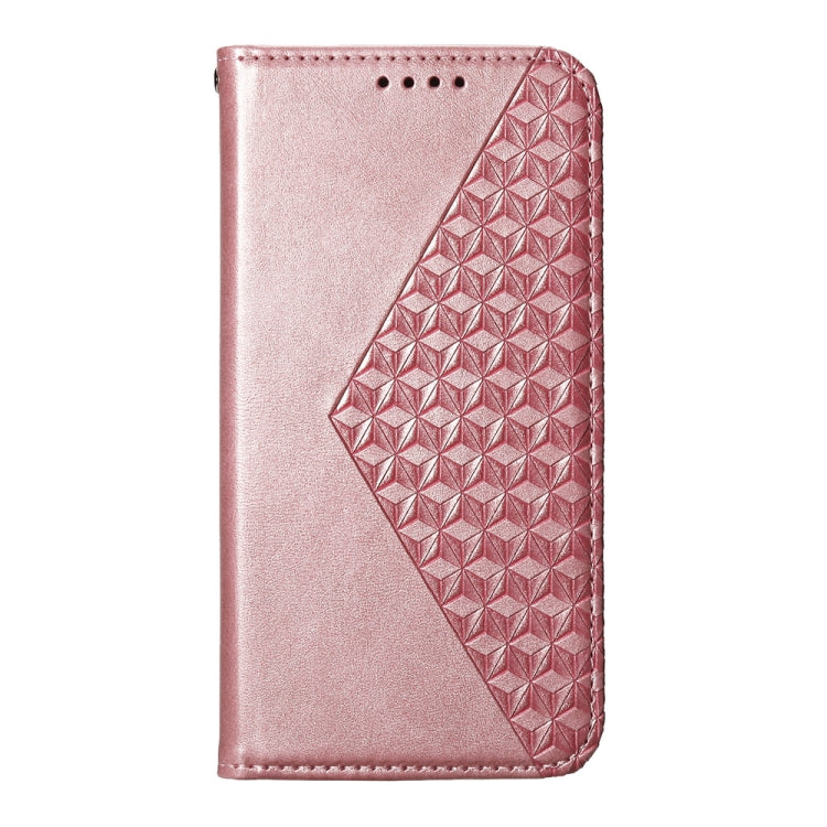 For Redmi K70 Ultra Cubic Grid Calf Texture Magnetic Leather Phone Case(Rose Gold)