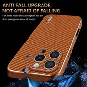 For iPhone 16 Pro Max AZNS Electroplated Edge Carbon Fiber Texture Phone Case(Blue)