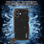 For iPhone 16 AZNS Electroplated Edge Carbon Fiber Texture Phone Case(Green)