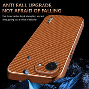 For iPhone 16e AZNS Electroplated Edge Carbon Fiber Texture Phone Case(Black)