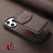 For iPhone 16 Pro Denior D19 Skin Feel MagSafe Detachable Card Slot Phone Case(Brown)