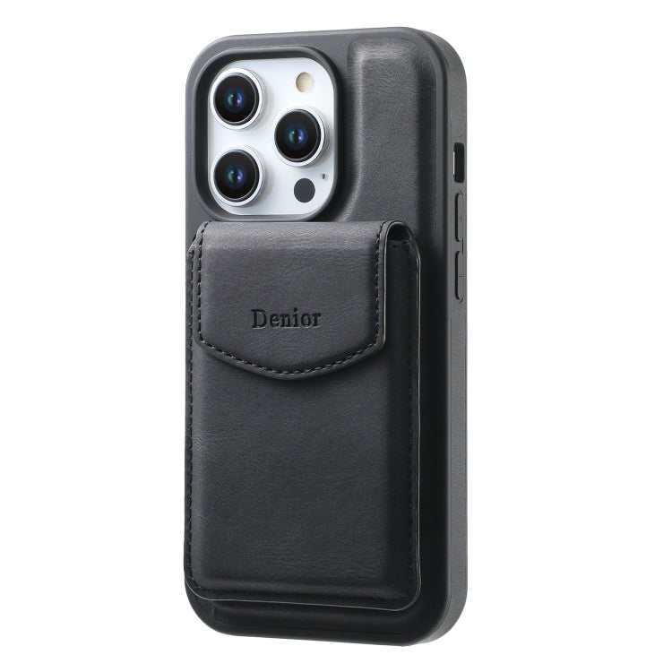 For iPhone 16 Pro Denior D19 Skin Feel MagSafe Detachable Card Slot Phone Case(Black)