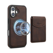 For iPhone 16 Denior D19 Skin Feel MagSafe Detachable Card Slot Phone Case(Brown)