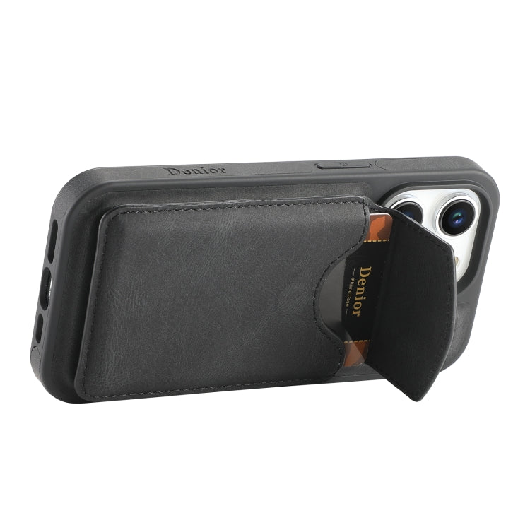 For iPhone 16 Pro Max Denior D20 Skin Feel MagSafe Holder Detachable Card Slot Phone Case(Black)