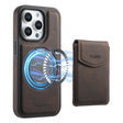 For iPhone 16 Pro Denior D20 Skin Feel MagSafe Holder Detachable Card Slot Phone Case(Brown) - free shipping - PMC TechLife - Order now!