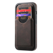 For iPhone 16 Pro Denior D20 Skin Feel MagSafe Holder Detachable Card Slot Phone Case(Brown)