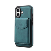 For iPhone 16 Plus Denior D20 Skin Feel MagSafe Holder Detachable Card Slot Phone Case(Blue)