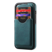 For iPhone 16 Plus Denior D20 Skin Feel MagSafe Holder Detachable Card Slot Phone Case(Blue)